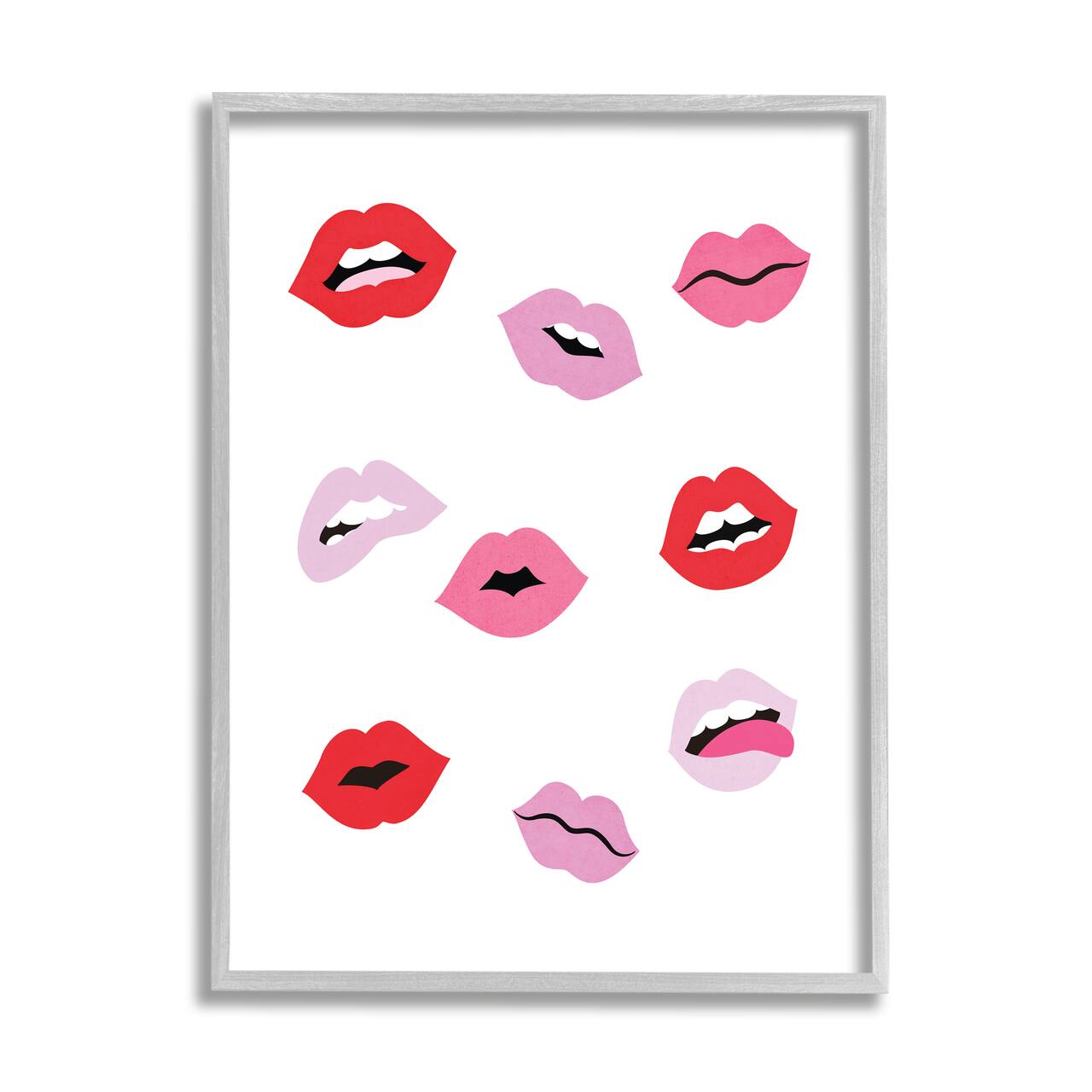 Stupell Industries Expressive Seductive Lips Red Lipstick Shades Framed Giclee Art